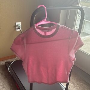 Pink Ribbed Crop Top